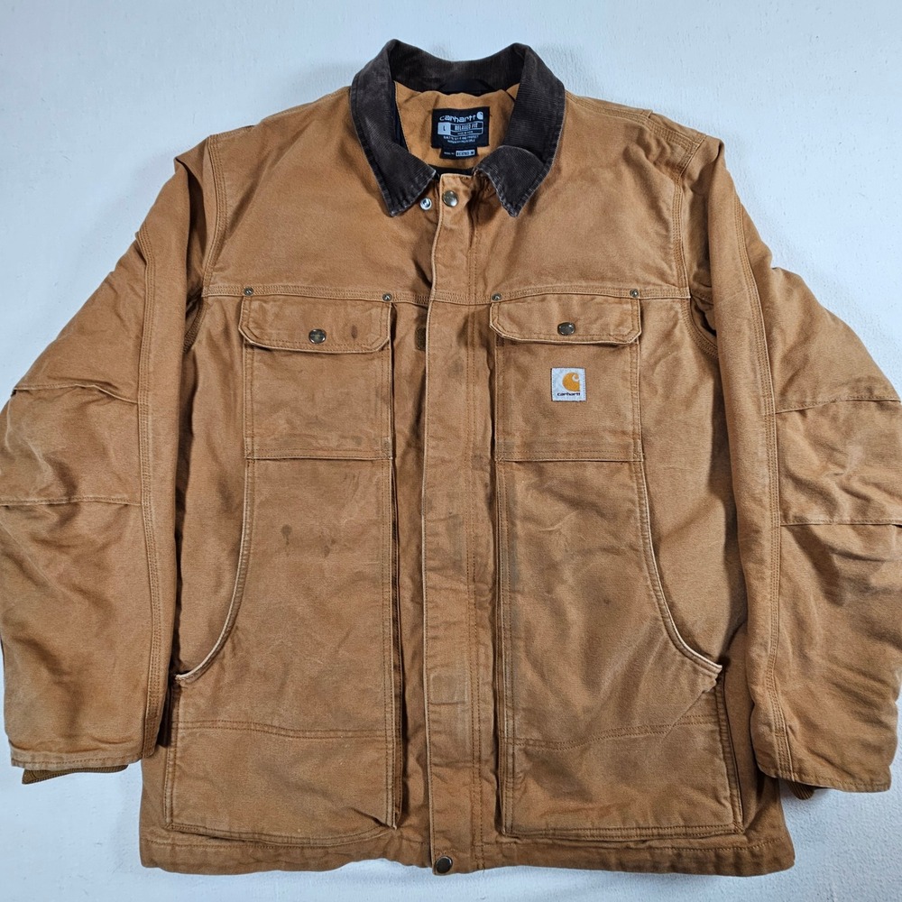 Carhartt Full Swing Traditional Coat Mens L Brown 103283-211 Relaxed Fit Duck